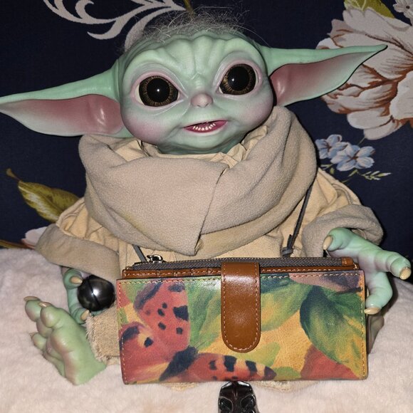 Patricia Nash Italian Leather Watercolor Butterfly Curry Tote & Fossil Wallet - Picture 14 of 16